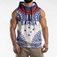 Personalised Toa Samoa Rugby Spirit Sleeveless Hoodie White Samoan Tribal Pattern - Polynesian Pride