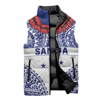Personalised Toa Samoa Rugby Spirit Sleeveless Puffer Jacket White Samoan Tribal Pattern - Polynesian Pride