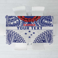 Personalised Toa Samoa Rugby Spirit Tablecloth White Samoan Tribal Pattern - Polynesian Pride