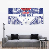 Personalised Toa Samoa Rugby Spirit Tapestry White Samoan Tribal Pattern - Polynesian Pride