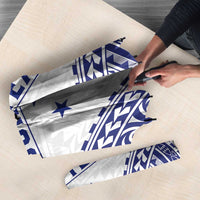 Personalised Toa Samoa Rugby Spirit Umbrella White Samoan Tribal Pattern - Polynesian Pride