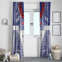 Personalised Toa Samoa Rugby Spirit Window Curtain White Samoan Tribal Pattern - Polynesian Pride