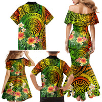 Polynesia Family Matching Mermaid Dress and Hawaiian Shirt Pasifika Tribal with Tropical Flowers LT9 - Polynesian Pride