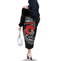 ANZAC Day Aotearoa Silver Fern Maori Personalised Family Matching Off The Shoulder Long Sleeve Dress and Hawaiian Shirt LT9 - Polynesian Pride