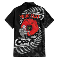 ANZAC Day Aotearoa Silver Fern Maori Personalised Family Matching Off Shoulder Short Dress and Hawaiian Shirt