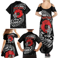 ANZAC Day Aotearoa Silver Fern Maori Personalised Family Matching Summer Maxi Dress and Hawaiian Shirt