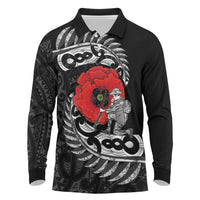 ANZAC Day Aotearoa Silver Fern Maori Personalised Long Sleeve Polo Shirt