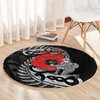 ANZAC Day Aotearoa Silver Fern Maori Personalised Round Carpet