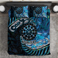 New Zealand Darts Personalised Bedding Set Aotearoa Silver Fern Blue Papua Shell Spirit