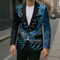 New Zealand Darts Personalised Blazer Aotearoa Silver Fern Blue Papua Shell Spirit - Polynesian Pride