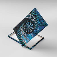 New Zealand Darts Personalised Canvas Wall Art Aotearoa Silver Fern Blue Papua Shell Spirit