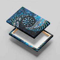 New Zealand Darts Personalised Canvas Wall Art Aotearoa Silver Fern Blue Papua Shell Spirit