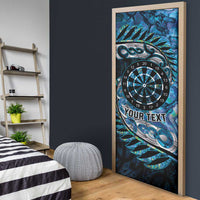 New Zealand Darts Personalised Door Cover Aotearoa Silver Fern Blue Papua Shell Spirit - Polynesian Pride