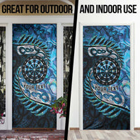 New Zealand Darts Personalised Door Cover Aotearoa Silver Fern Blue Papua Shell Spirit - Polynesian Pride