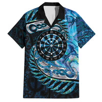 New Zealand Darts Personalised Family Matching Long Sleeve Bodycon Dress and Hawaiian Shirt Aotearoa Silver Fern Blue Papua Shell Spirit