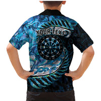 New Zealand Darts Personalised Family Matching Mermaid Dress and Hawaiian Shirt Aotearoa Silver Fern Blue Papua Shell Spirit