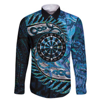 New Zealand Darts Personalised Family Matching Off Shoulder Short Dress and Hawaiian Shirt Aotearoa Silver Fern Blue Papua Shell Spirit