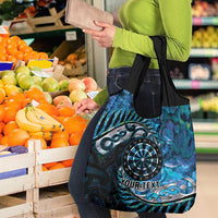 New Zealand Darts Personalised Grocery Bag Aotearoa Silver Fern Blue Papua Shell Spirit