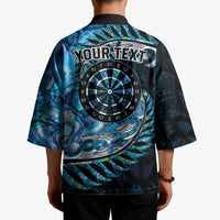 New Zealand Darts Personalised Kimono Aotearoa Silver Fern Blue Papua Shell Spirit - Polynesian Pride