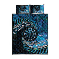 New Zealand Darts Personalised Quilt Bed Set Aotearoa Silver Fern Blue Papua Shell Spirit