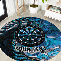 New Zealand Darts Personalised Round Carpet Aotearoa Silver Fern Blue Papua Shell Spirit