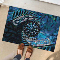 New Zealand Darts Personalised Rubber Doormat Aotearoa Silver Fern Blue Papua Shell Spirit
