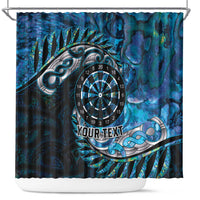 New Zealand Darts Personalised Shower Curtain Aotearoa Silver Fern Blue Papua Shell Spirit