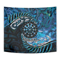 New Zealand Darts Personalised Tapestry Aotearoa Silver Fern Blue Papua Shell Spirit
