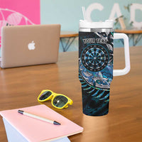New Zealand Darts Personalised Tumbler With Handle Aotearoa Silver Fern Blue Papua Shell Spirit