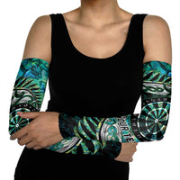 New Zealand Darts Personalised Arm Sleeves Aotearoa Silver Fern Green Papua Shell Spirit - Polynesian Pride