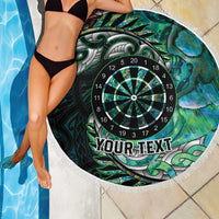 New Zealand Darts Personalised Beach Blanket Aotearoa Silver Fern Green Papua Shell Spirit