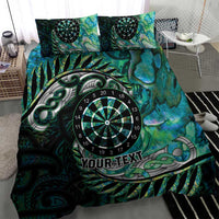 New Zealand Darts Personalised Bedding Set Aotearoa Silver Fern Green Papua Shell Spirit