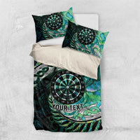 New Zealand Darts Personalised Bedding Set Aotearoa Silver Fern Green Papua Shell Spirit