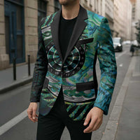 New Zealand Darts Personalised Blazer Aotearoa Silver Fern Green Papua Shell Spirit - Polynesian Pride