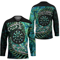 New Zealand Darts Personalised Hockey Jersey Aotearoa Silver Fern Green Papua Shell Spirit LT9 - Polynesian Pride