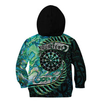 New Zealand Darts Personalised Kid Hoodie Aotearoa Silver Fern Green Papua Shell Spirit