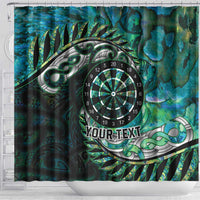 New Zealand Darts Personalised Shower Curtain Aotearoa Silver Fern Green Papua Shell Spirit