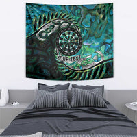 New Zealand Darts Personalised Tapestry Aotearoa Silver Fern Green Papua Shell Spirit