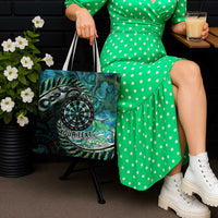 New Zealand Darts Personalised Tote Bag Aotearoa Silver Fern Green Papua Shell Spirit - Polynesian Pride