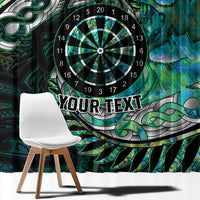 New Zealand Darts Personalised Window Curtain Aotearoa Silver Fern Green Papua Shell Spirit