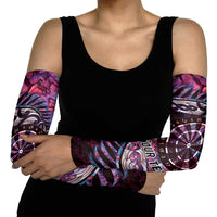 New Zealand Darts Personalised Arm Sleeves Aotearoa Silver Fern Pink Papua Shell Spirit - Polynesian Pride