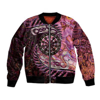 New Zealand Darts Personalised Bomber Jacket Aotearoa Silver Fern Pink Papua Shell Spirit