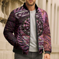 New Zealand Darts Personalised Bomber Puffer Jacket Aotearoa Silver Fern Pink Papua Shell Spirit - Polynesian Pride