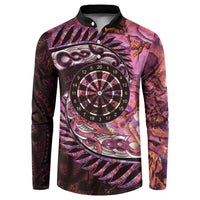 New Zealand Darts Personalised Button Sweatshirt Aotearoa Silver Fern Pink Papua Shell Spirit