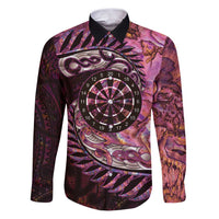 New Zealand Darts Personalised Family Matching Puletasi and Hawaiian Shirt Aotearoa Silver Fern Pink Papua Shell Spirit