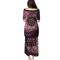 New Zealand Darts Personalised Family Matching Puletasi and Hawaiian Shirt Aotearoa Silver Fern Pink Papua Shell Spirit