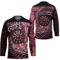 New Zealand Darts Personalised Hockey Jersey Aotearoa Silver Fern Pink Papua Shell Spirit - Polynesian Pride