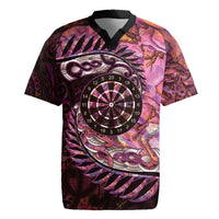New Zealand Darts Personalised Rugby Jersey Aotearoa Silver Fern Pink Papua Shell Spirit