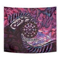 New Zealand Darts Personalised Tapestry Aotearoa Silver Fern Pink Papua Shell Spirit