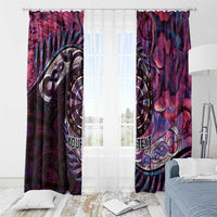 New Zealand Darts Personalised Window Curtain Aotearoa Silver Fern Pink Papua Shell Spirit